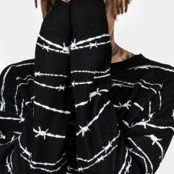Cheap Disturbia Shop -Cheap Disturbia Shop AW22B184 Barbed Longline Crew Neck Jumper 003 b7d5d47c 2471 43db aaf7 0d8e9a0c2253 800x
