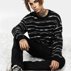 BET1 Barbed Longline Crew Neck Jumper -Cheap Disturbia Shop AW22B184 Barbed Longline Crew Neck Jumper 007 a93cbff4 90de 4f40 9c5b f6171c6920dd 800x