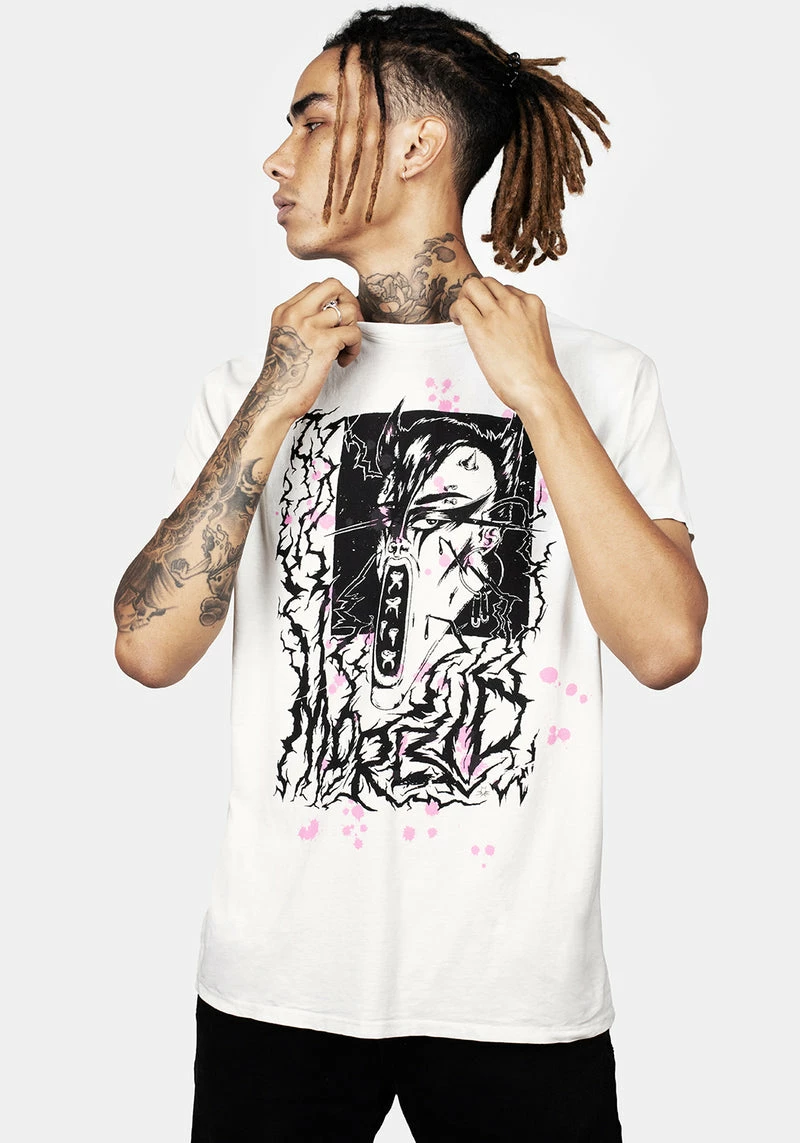 DMT1 Morbid Vintage Off White Washed T-Shirt - Image 4