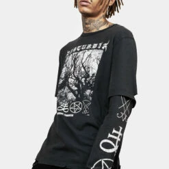 DMT1 Infernal Layered Long Sleeve T-Shirt -Cheap Disturbia Shop AW22DM244 INFERNAL LAYERED MENS LONG SLEEVE T SHIRT 009 800x