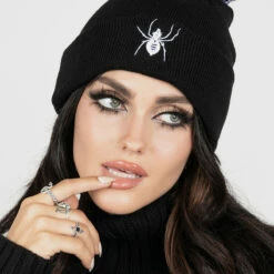 HXC1 Spinneret Embroidered Pom Pom Beanie
