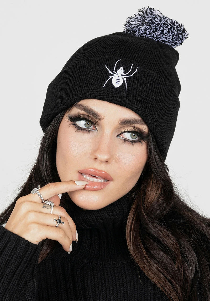 HXC1 Spinneret Embroidered Pom Pom Beanie 3 HXC1 Spinneret Embroidered Pom Pom Beanie