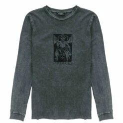 DMT1 Tarot Grey Acid Wash Long Sleeve Tee