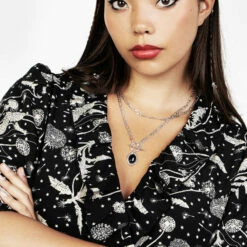 TOU1 Ouroboros Black Onyx Multi Chain Necklace -Cheap Disturbia Shop SS22TS32 Ourobros Moonstone Multichain Necklace 006 800x